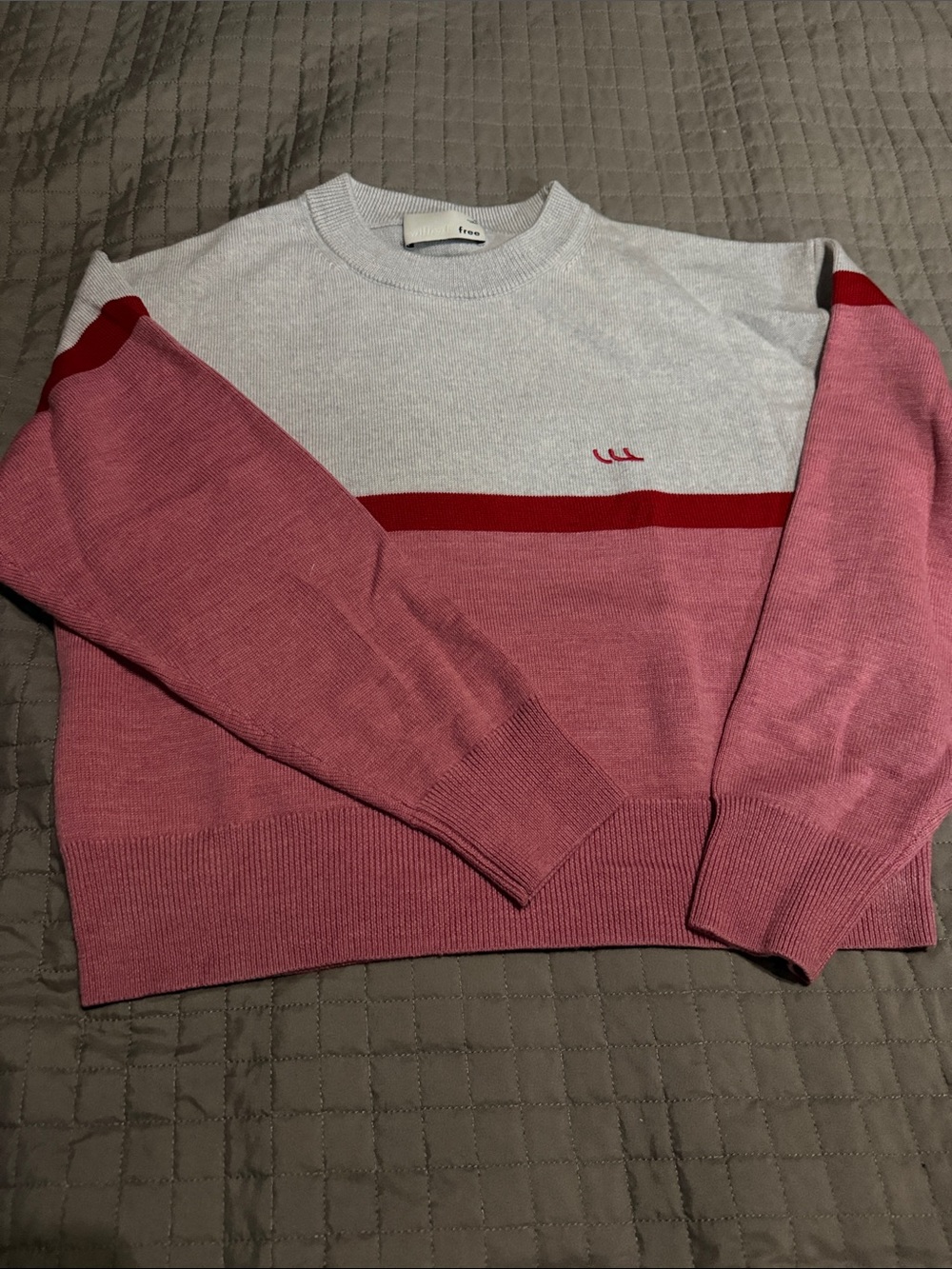 Wilfred free women’s Pink and Light Gray Colorblock Crewneck Sweater